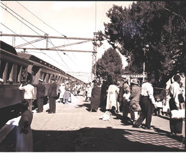 Colenso, 1949. Passenger train at station.