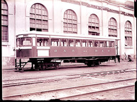 Durban, 1926. SAR railcar No RM10 at Durban workshop. Used in SWA.