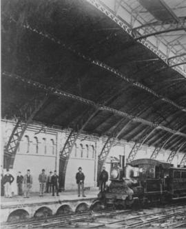Cape Town, 1873. Interior of railway station. (left panel)
