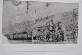 Middleton, 12 August 1879. CGR 2nd Class with 4 coach passenger train at station.  The line to Mi...