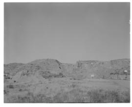 Bethulie, June 1967. Construction of new road / rail bridge over the Orange River. Quarry for agg...