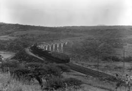 Pietermaritzburg district, 1966. Goods train on Pentrich viaduct.