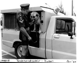 Durban, 1980. Railway Police. Dog handler.