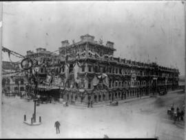 Cape Town, 1910. Decorated station building with "Eendracht Maakt Mag" and "Unity ...
