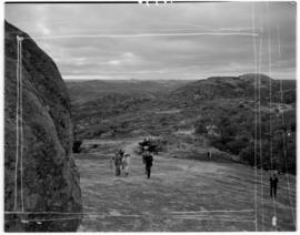 Matopos Hills, Southern Rhodesia, 16 April 1947. Queen Elizabeth climbing up towards Rhodes's grave.