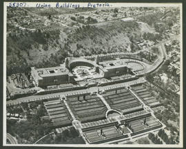 Pretoria, 1951. Aerial view of Union buildings.