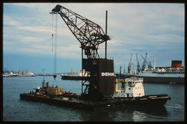 Durban, April 1975. Floating crane in Durban Harbour. [JV Gilroy]