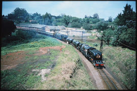 Durban district, 1980. Two SAR Class GMAs with Centenary Train on its way to Pietermaritzburg.