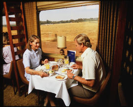 
Blue Train dining car interior.
