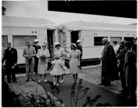 Queenstown, 6 March 1947.  Royal family welcomed at the station.