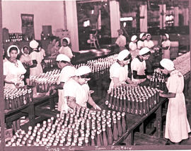 Paarl, 1939. Bottling of chutney at Jones and Company jam factory.
