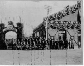 Pretoria, 1910. Pretoria station staff during the visit of the Duke of Connaught.