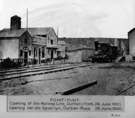 Durban, 26 June 1860. Opening of the Durban - Point railway line. The locomotive named "Nata...