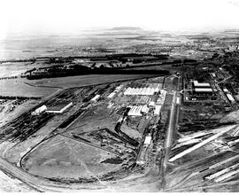 Bloemfontein, 1957. Aerial view of railway workshops.
