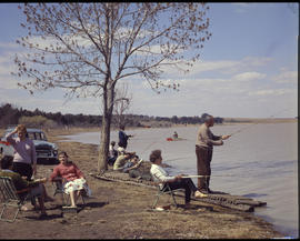Vaal Dam, 1961. Fishing at Jim Fouche resort.