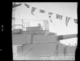 Cape Town, 17 February 1947. Turret of 'HMS Vanguard' in Table Bay Harbour.