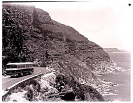 Cape Town, 1966. SAR Leyland Royal Tiger motor coach No MT16977 on Marine Drive.
