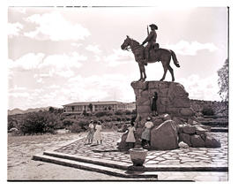 Windhoek, Namibia, 1952. German horsemen memorial and administrative buildings.