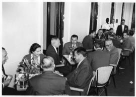 Lourenco Marques, Mozambique, 1959. Conference of General Managers. Group in tea room.