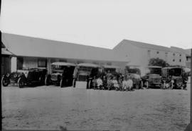 Cape Town. Early SAR Road Motor Service vehicles. Cars, bus, truck. L to R 1-5 unknown, 6 and 7 b...