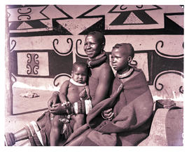 "1951. Ndebele people in front of hut."