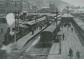 Cape Town, circa 1906. Departure of CGR locomotive (later SAR Class 6) with main line passenger t...