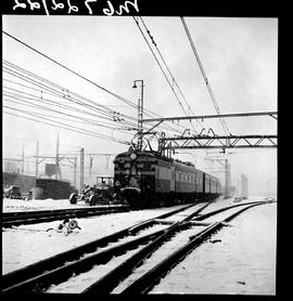 Johannesburg, June 1964. SAR Class 5M2A suburban train in snow.