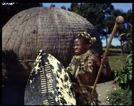 Zululand, 1961. Young Zulu boy at traditional hut.