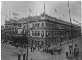 Cape Town, June 1902. Decorated station for festivities during the coronation of King Edward VII.
