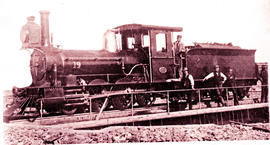 Kimberley. CGR 1st Class 2-6-0 No 19 built by Beyer Peacock, first locomotive to cross the Orange...