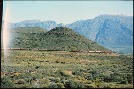 Tulbagh district, 1982. Three SAR Class 5Es with passenger train in Tulbaghkloof.