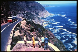 Cape Town, 1967. SAR Mercedes Benz tour bus on Chapmans Peak Drive.
