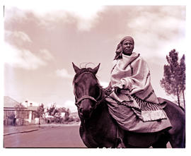 "Bethlehem district, 1960. Basuto woman on horseback."