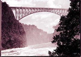 Victoria Falls, Rhodesia. Bridge and canyon from Palm Grove.