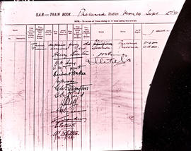 Pretoria, 2 September 1912. Signatures of senior officials in train book authorising trip from ol...