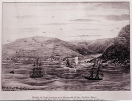 East London, 1852. East London and the mouth of the Buffalo River. (Reproduction of sketch by Rev...