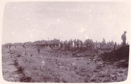 Circa 1900. Anglo-Boer War. Bridge between Toorn Spruit and Zand River being repaired.