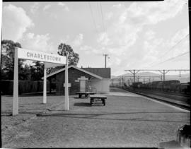 Charlestown, October 1971. Horse tethering post at railway station.