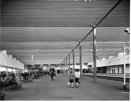 Pretoria, circa 1966. Long view of station with platforms under steel roof.