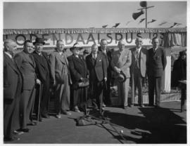 Odendaalsrus, 7 June 1948. Opening of new station. Group of people, Sauer and General Manager Mar...