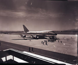 Cape Town, 1976. DF Malan airport. SAA Boeing 747SP ZS-SPA 'Matroosberg'.