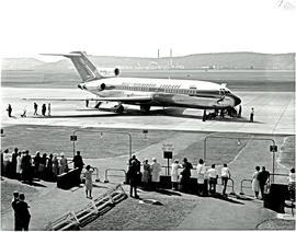 Durban, 1965. Louis Botha airport. SAA Boeing 727 ZS-DYO 'Vaal'.
