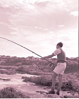 "Hermanus, 1948. Fishing from the rocks."