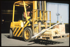 Johannesburg, November 1987. Forklift at Kaserne. [D Dannhauser]