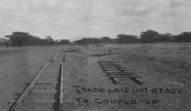 Naboomspruit - Singlewood railway line, circa 1924. Track sections laid out ready for coupling up.
