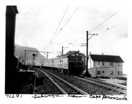 Cape Town, 1967. Suburban train between city and Simonstown.