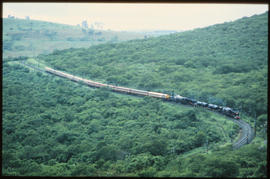 Durban district, 1980. SAR Class GMA with Centenary Train near Cato Ridge. [D Dannhauser]