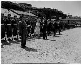 East London, 3 March 1947. Princess Elizabeth inspecting the guard of honour at the naming of the...