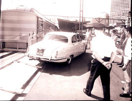 Johannesburg, 1975. Jaguar sedan at Park station.