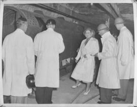 Johannesburg, 5 April 1947. Royal family in hard hats at gold mine.